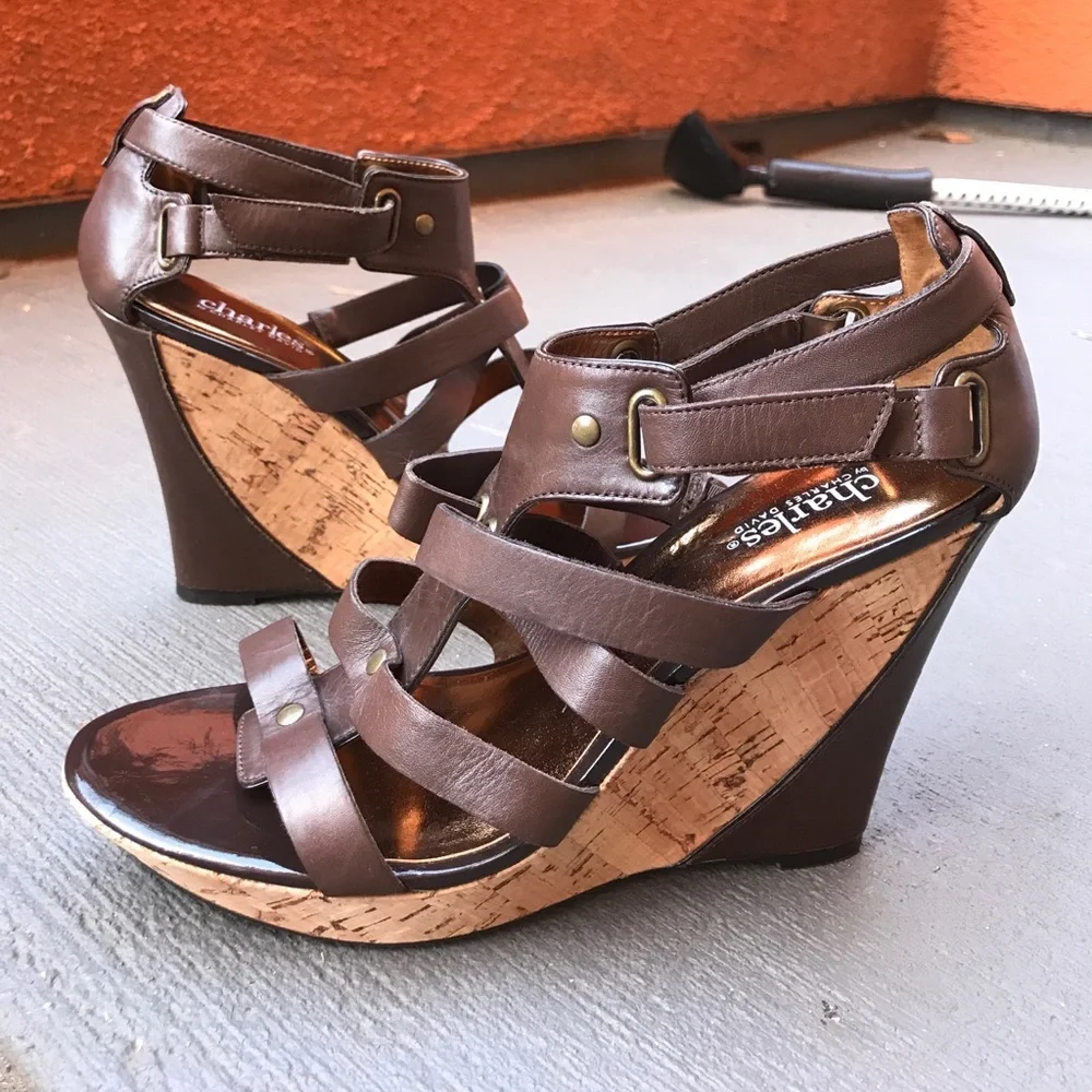 Charles by Charles David brown leather wedges
